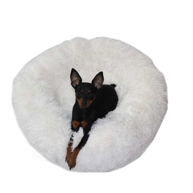Wholesale Luxury Round Soft Comfortable Fleece Pet Mat Red Grey Dog Bed Custom