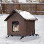 Outdoor Heated Kitty House Cat Shelter Elevated Waterproof Roof and Base Insulated Pet House Safe Cat kennel Durable Cat Condo