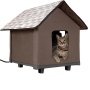 Outdoor Heated Kitty House Cat Shelter Elevated Waterproof Roof and Base Insulated Pet House Safe Cat kennel Durable Cat Condo