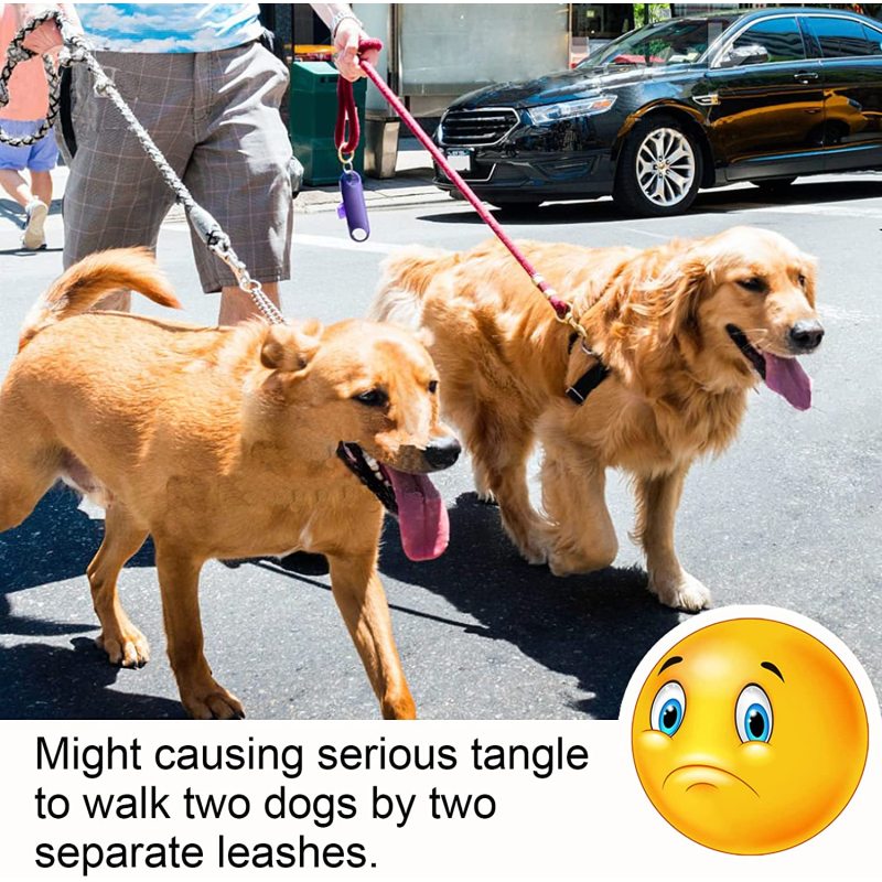 Adjustable Length and Tangle Free Dual Dog Leash for Small Dog