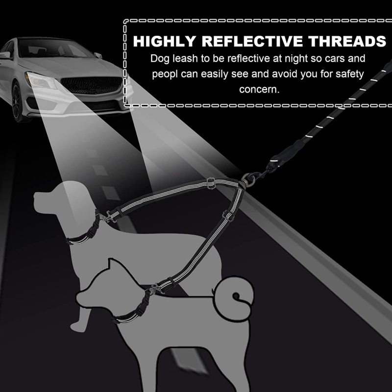 Adjustable Length and Tangle Free Dual Dog Leash for Small Dog
