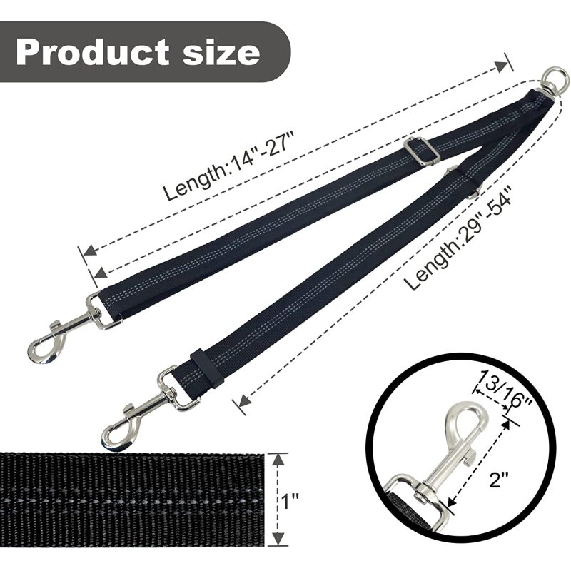 Adjustable Length and Tangle Free Dual Dog Leash for Small Dog