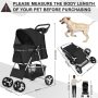 Four Wheels Pet Stroller, for Medium Small Dogs Cats Travel Folding Carrier Stroller with Cup Holder & Removable Liner