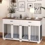 Large Dog Crate Furniture Wooden Dog Crate Kennel with 2 Drawers and Divider
