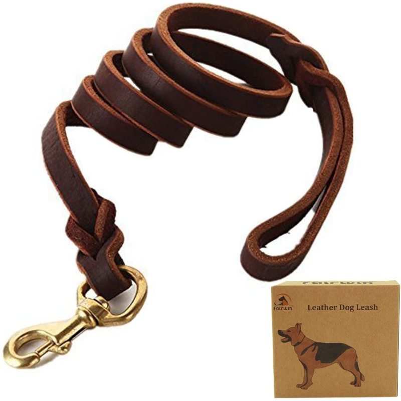 Heavy Duty Leather Dog Leash Best Military Grade for Dogs Training