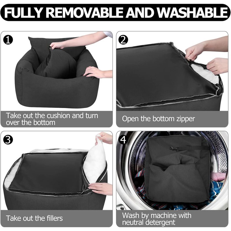 Dog Car Seat for Small Dog, Pet Booster Seat Dog Travel Safety Car Carrier with Side Pocket Storage Fully Removable and Washable
