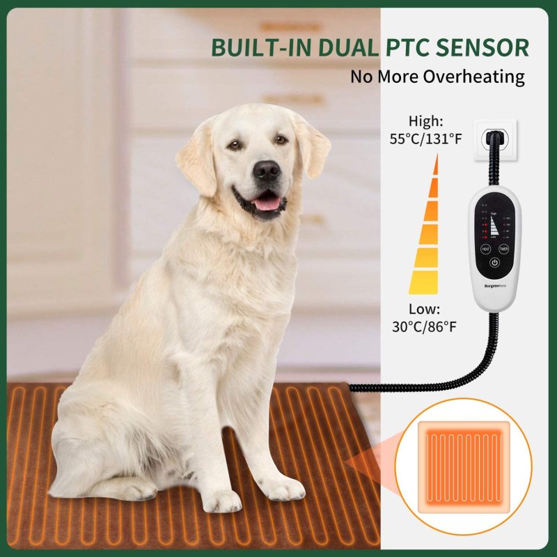 Pet Heating Pad for Dogs Cats with Timer Upgraded Electric Heated Pad Temperature Adjustable Pet Bed Warmer Blanket Mat Auto Pow