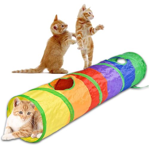 Cats Large Long Collapsible Cat Tunnel with Dangling Toys for Indoor Cats