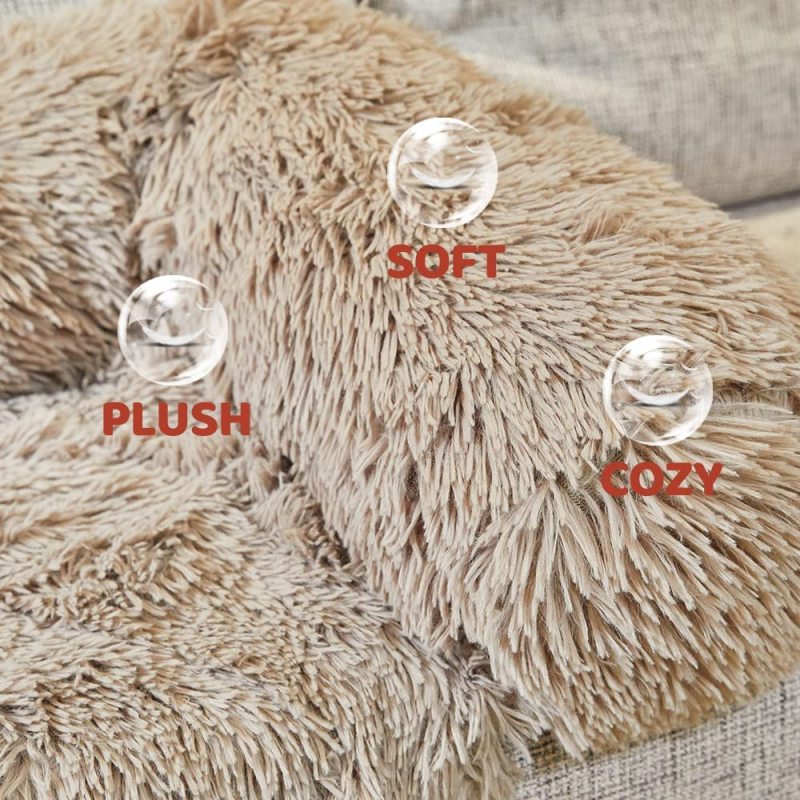 Sagging Calming Couch Protector Pet Bed, Soft Plush Dog Sofa Mat Cover for Furniture Protector with Removable Washable Cover