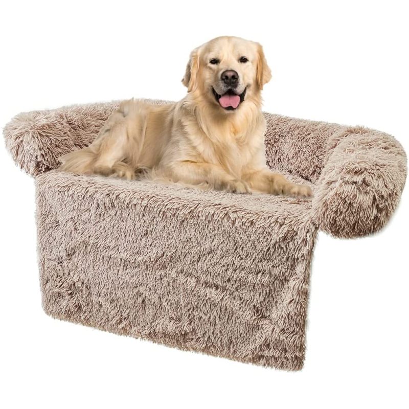 Sagging Calming Couch Protector Pet Bed, Soft Plush Dog Sofa Mat Cover for Furniture Protector with Removable Washable Cover