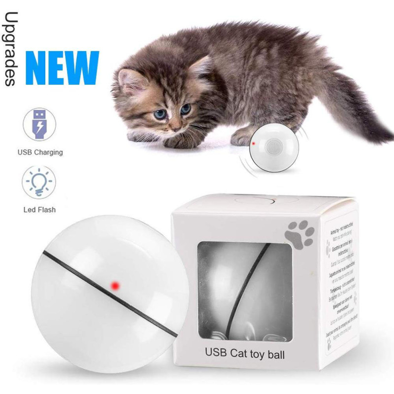 Usb Rechargeable Interactive Cat Toy Degree Automatic Rolling Ball Anti-break Bite Self Rotating Pet Cat harness Toy Ball
