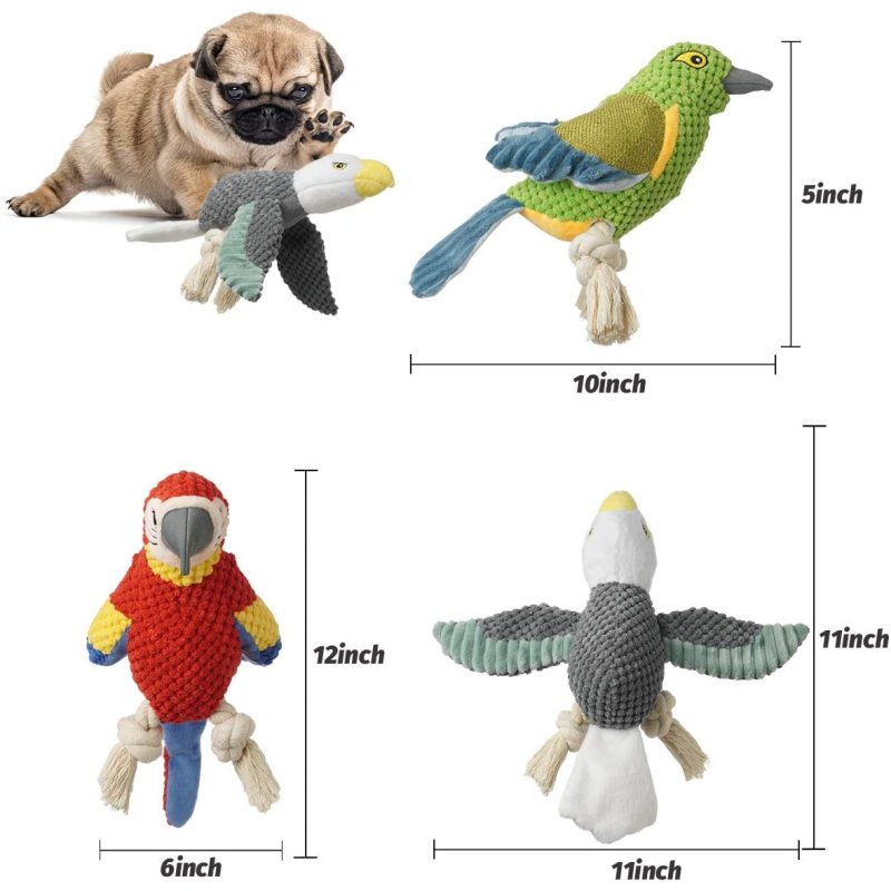 Interactive Stuffed Dog Toys with Crinkle Paper Durable Squeaky Chew Toys for Puppy Small Medium Dogs