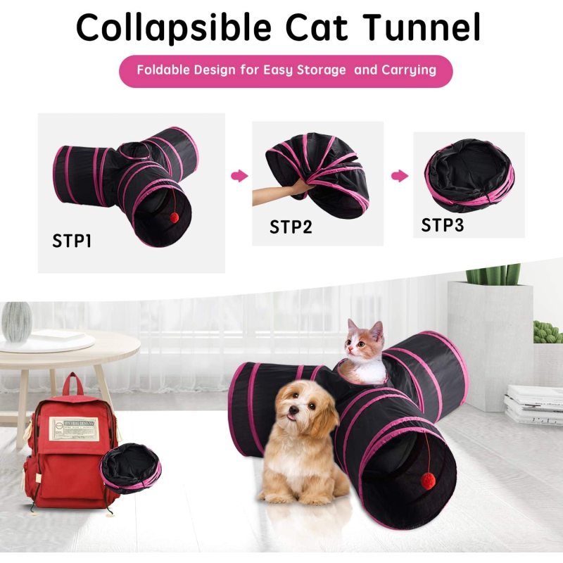 3 Way Collapsible Play Tent Interactive Toy Low Price Tunnel Cat with Balls for Cat Puppy