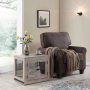Mesh Dog Kennels with Double Doors Dog Crate with Cushion End Table Dog House Indoor Use