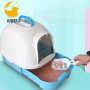 Cat Litter Box with Lid,Top Entry Kitty Sifting Litter Box Kitten Toilet for Cats,Enclosure Cat Litter Pan with Mat No Smell