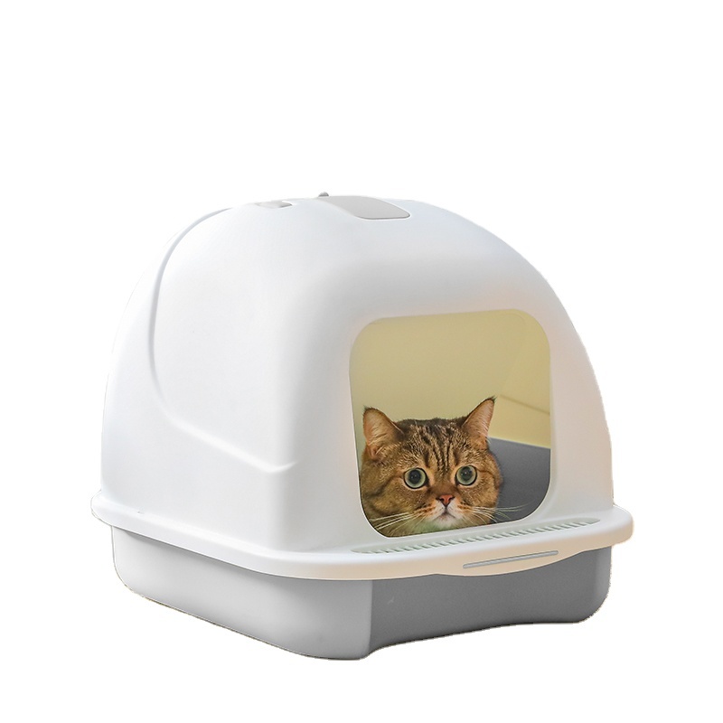 Cat Litter Box with Lid,Top Entry Kitty Sifting Litter Box Kitten Toilet for Cats,Enclosure Cat Litter Pan with Mat No Smell