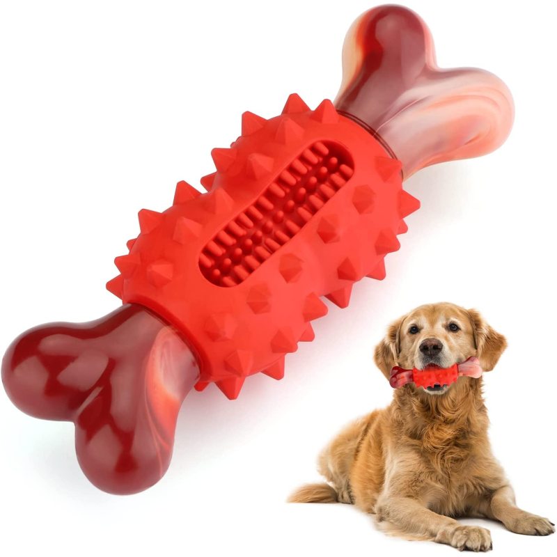 Durable Dog Chew Bones for Large Dogs Tough Nylon Rubber Dog Teething Chew Toys