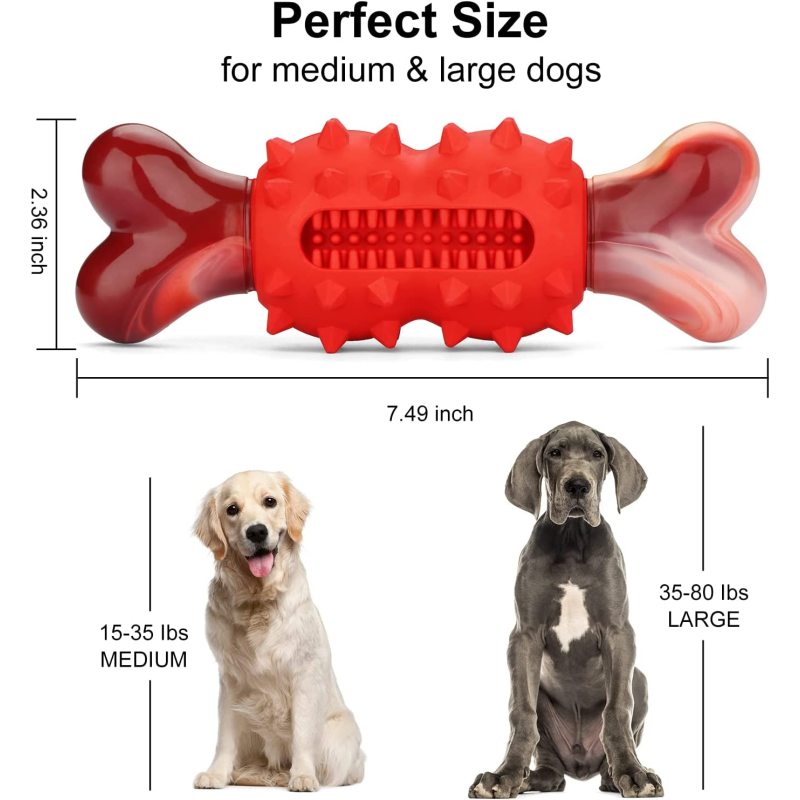 Durable Dog Chew Bones for Large Dogs Tough Nylon Rubber Dog Teething Chew Toys