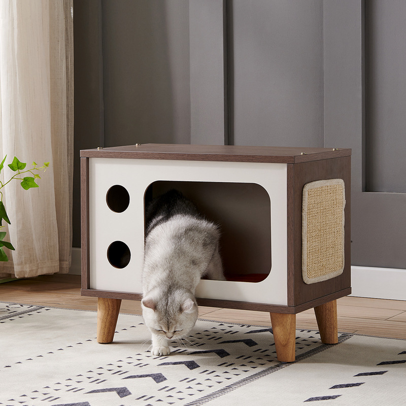 Manufacture Luxury Cat House Removable Washable Small Wooden Cat Tree Kitten Activity Tower Condo Deluxe Furniture Cat Tree