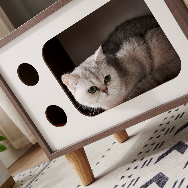 Manufacture Luxury Cat House Removable Washable Small Wooden Cat Tree Kitten Activity Tower Condo Deluxe Furniture Cat Tree