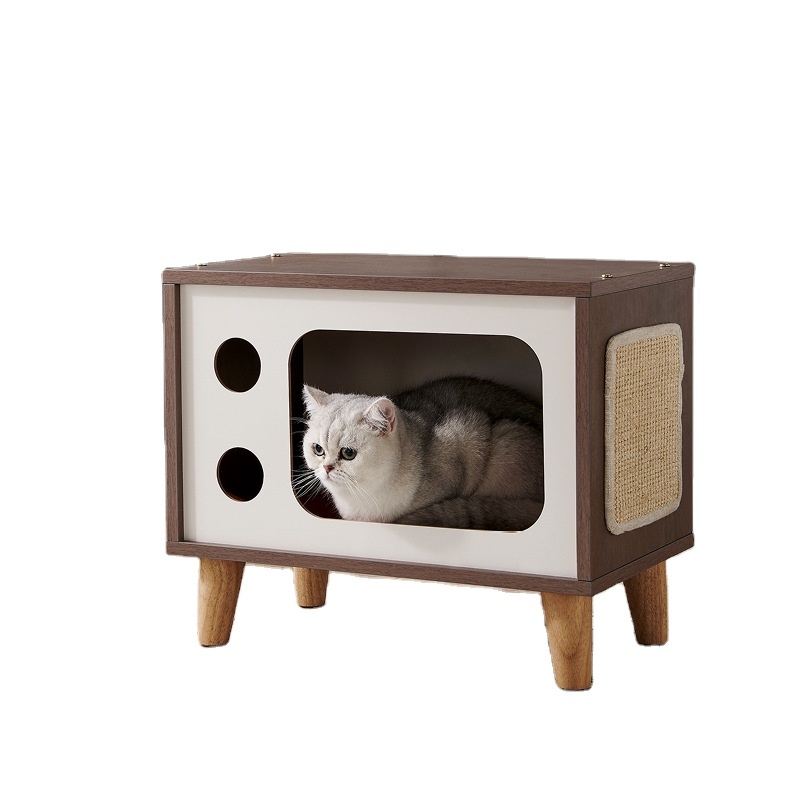 Manufacture Luxury Cat House Removable Washable Small Wooden Cat Tree Kitten Activity Tower Condo Deluxe Furniture Cat Tree
