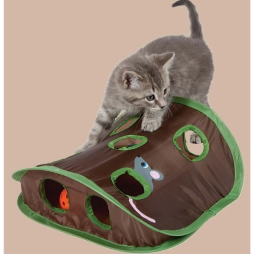 Cat hole Foldable Pet nine Hole cat Tent Toy Mouse Claw Fun Ball bell