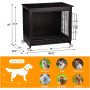 Wooden Dog Crate Furniture for Large or Medium Dogs Heavy Duty Dog Kennel End Table Indoor with Tray and Wheel