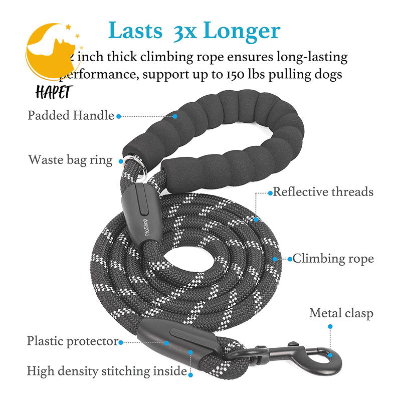 Dog leash loose hand reflective leash thick large dog walking leash 1.5m round pet supplies