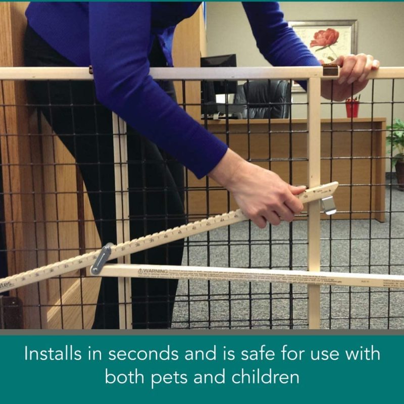 Hassle free install with no tools Mesh Pet gate Pressure Mount Sustainable Hardwood For Pet