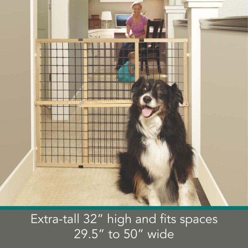 Hassle free install with no tools Mesh Pet gate Pressure Mount Sustainable Hardwood For Pet