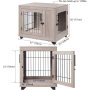 Dog Crate, Double Doors Wooden Wire Kennel End Table, Pet House with Soft Bed, Decorative Furniture Indoor Use