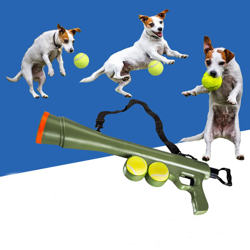Tennis Ball Launcher Gun with 2 Squeaky Balls