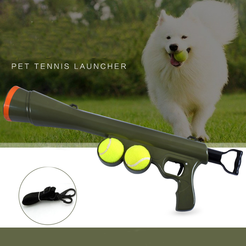 Tennis Ball Launcher Gun with 2 Squeaky Balls