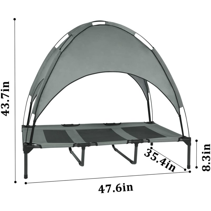 Outdoor Dog Bed with Canopy Breathable Portable Pet Cushion with Double-Layer Camp Tent