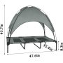 Outdoor Dog Bed with Canopy Breathable Portable Pet Cushion with Double-Layer Camp Tent