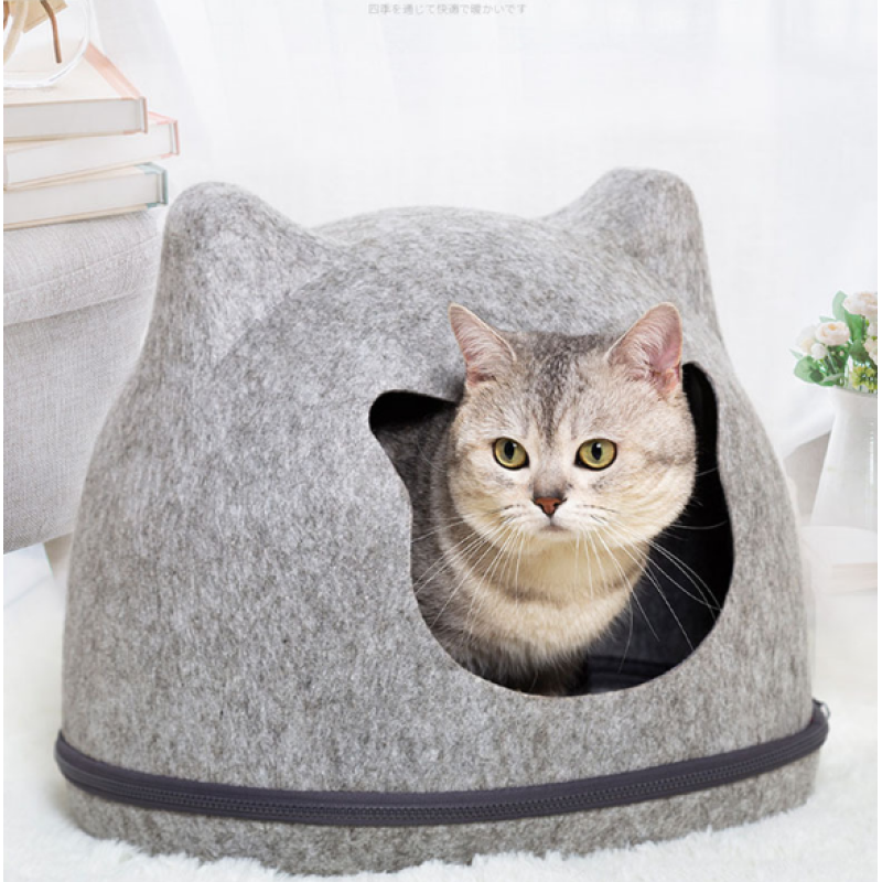 Custom New Design Four Seasons Washable Felt cat cave  Pet Cat Dog Bed For Pet