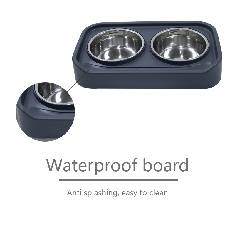 Double Dog Bowl Cat Food Stainless Steel and Water  with Non Skid Silicone Mat Spill Proof For Small Puppy