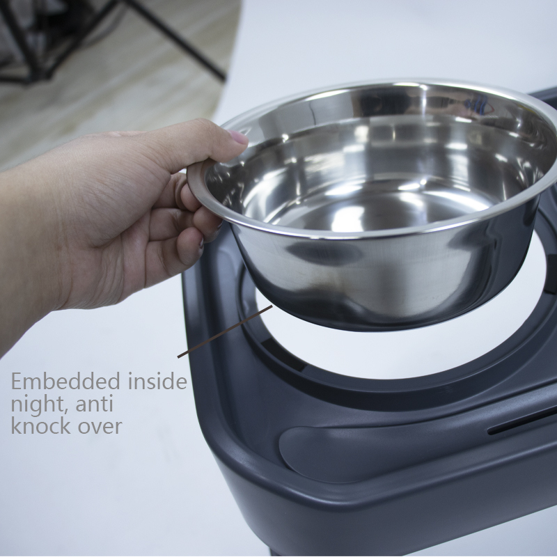 Double Dog Bowl Cat Food Stainless Steel and Water  with Non Skid Silicone Mat Spill Proof For Small Puppy