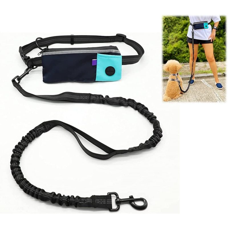 Training Retractable Hands Free Dog Leash  Reflective Stitches For Running Walking