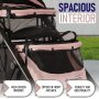 Pet Stroller 2 in 1 for Travel, Easy to Fold Stroller for Dogs with Breathable Mesh Weather Cover, Cup Holder and Storage Basket