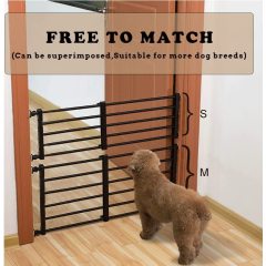 Wooden Dog Gate, Foldable Pet Gate with 2PCS Support Feet Dog Barrier Indoor Pet Gate Panels for Stairs, White, Indoor Use Only