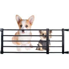 Wooden Dog Gate, Foldable Pet Gate with 2PCS Support Feet Dog Barrier Indoor Pet Gate Panels for Stairs, White, Indoor Use Only
