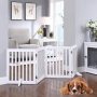 Wooden Dog Gate, Foldable Pet Gate with 2PCS Support Feet Dog Barrier Indoor Pet Gate Panels for Stairs, White, Indoor Use Only