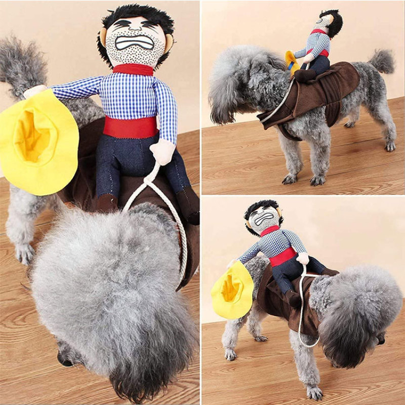 Wholesale Cool Cowboy Rider Dog Costume Clothes Pet Costume Halloween Dogs Clothes Knight Style With Doll