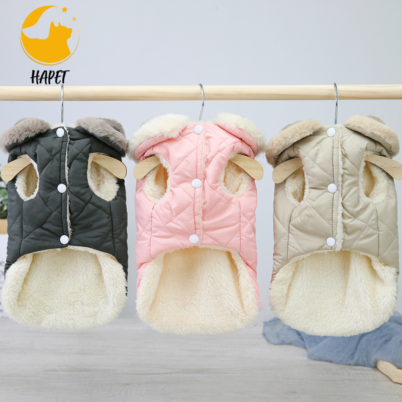 Fleece Lined Warm Dog Jacket Warm Dog Hoodie Puppy Coats with Hooded Cold Weather Pet Apparel Clothes for Puppy