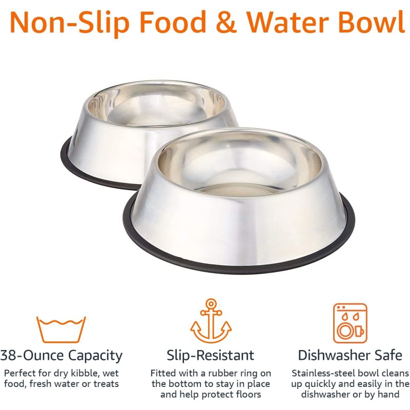 Durable stainless-steel food bowl for puppies, dogs, cats, or kittens
