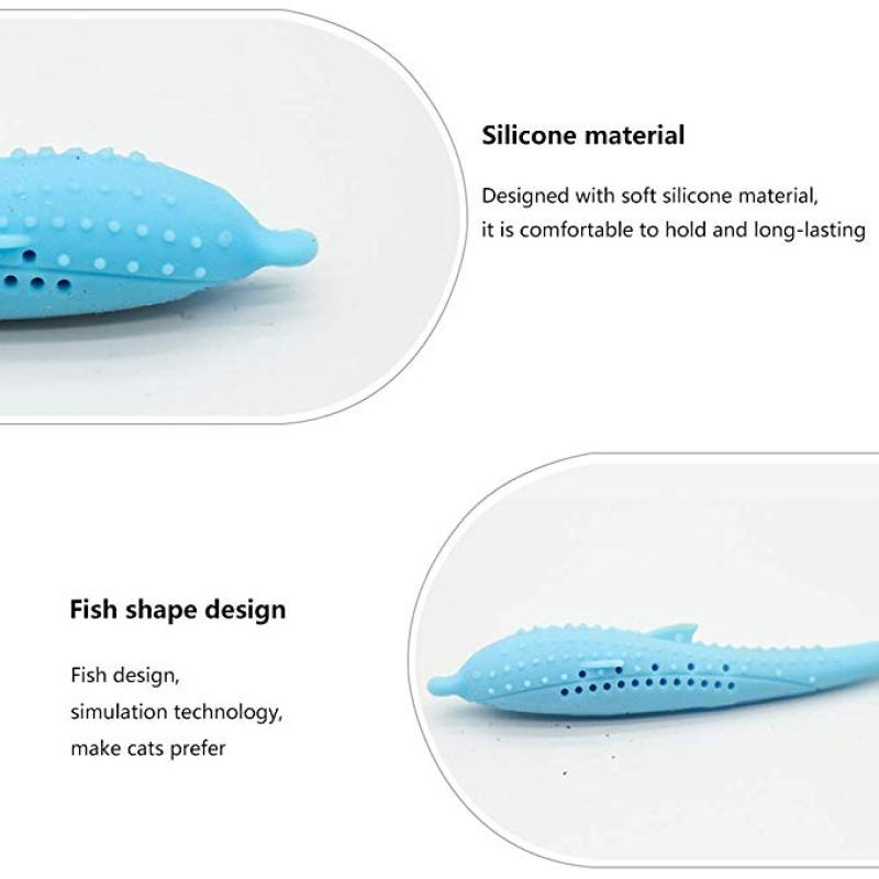 Fish Shape Cat Toothbrush Catnip Toys Fish Flop cat interactive toy Silicone Molar Stick Teeth Cleaning Chew cat kicker fish toy