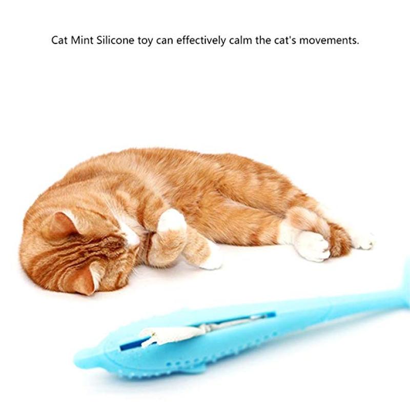 Fish Shape Cat Toothbrush Catnip Toys Fish Flop cat interactive toy Silicone Molar Stick Teeth Cleaning Chew cat kicker fish toy