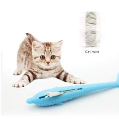 Fish Shape Cat Toothbrush Catnip Toys Fish Flop cat interactive toy Silicone Molar Stick Teeth Cleaning Chew cat kicker fish toy