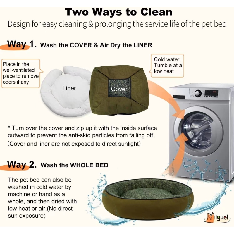 Round Dog Cat Dog Bed with Removable Washable Cover